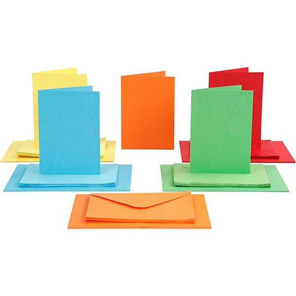 Kort og kuverter, kort 10,5 x 15 cm, kuvert 11,5 x 16,5 cm, 50 sæt